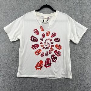 H&M Rolling Stones Shirt Womens Size Medium White Red Band Tee